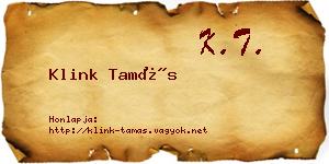 Klink Tamás névjegykártya